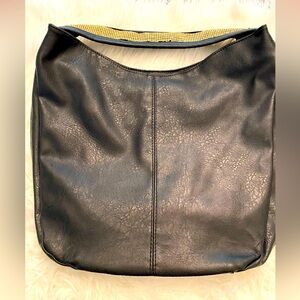 Black Shoulder Bag with Rhinestone Accents
